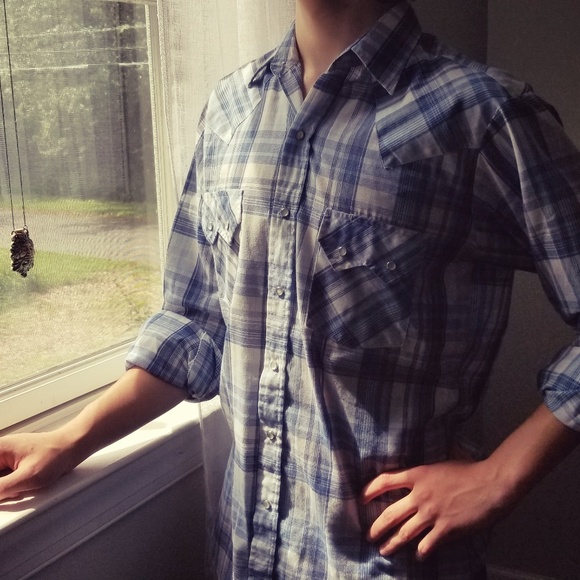 Plains Western Other - Men's western long sleeve button down shirt